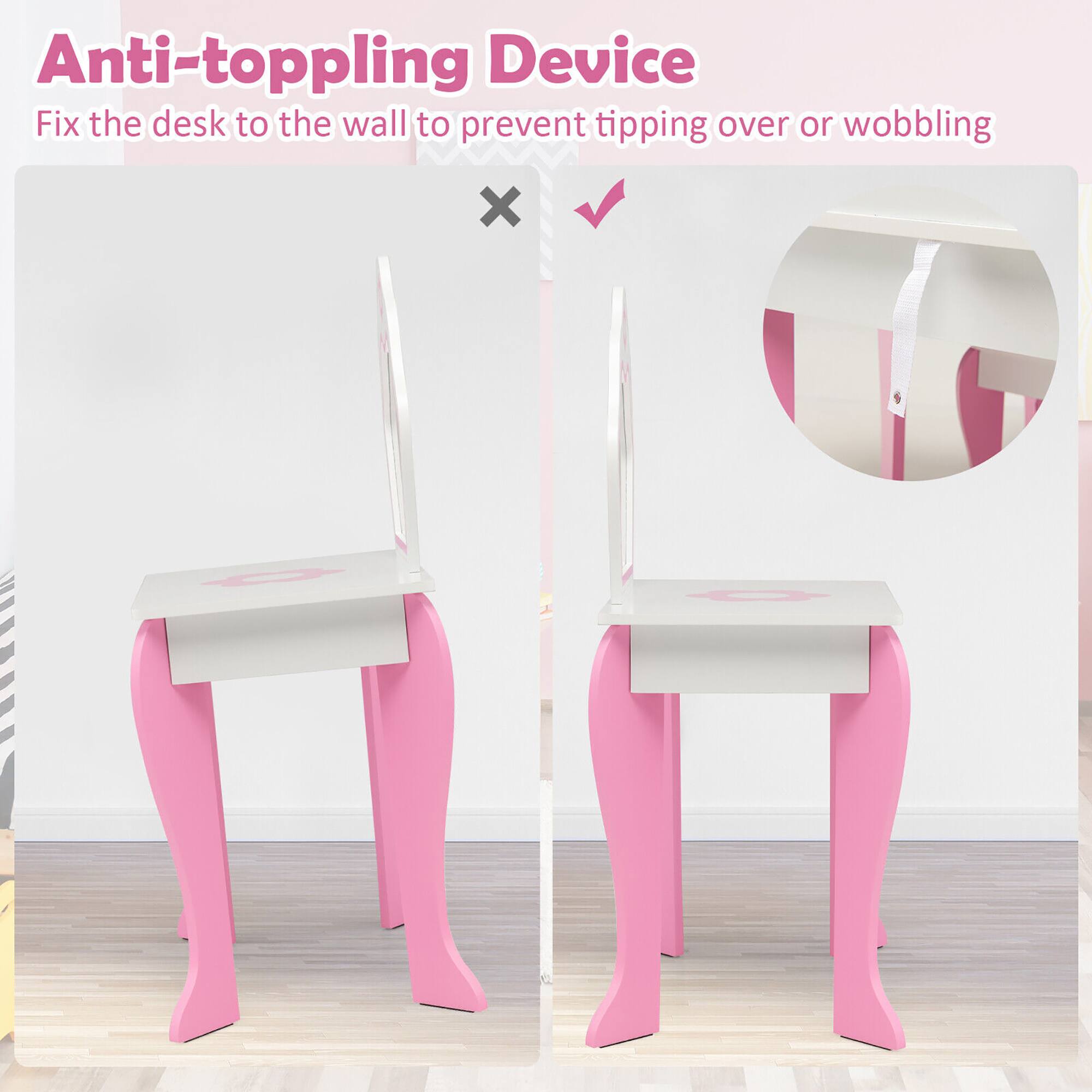 Anti-toppling Device  
Fix the desk to the wall to prevent tipping over or wobbling