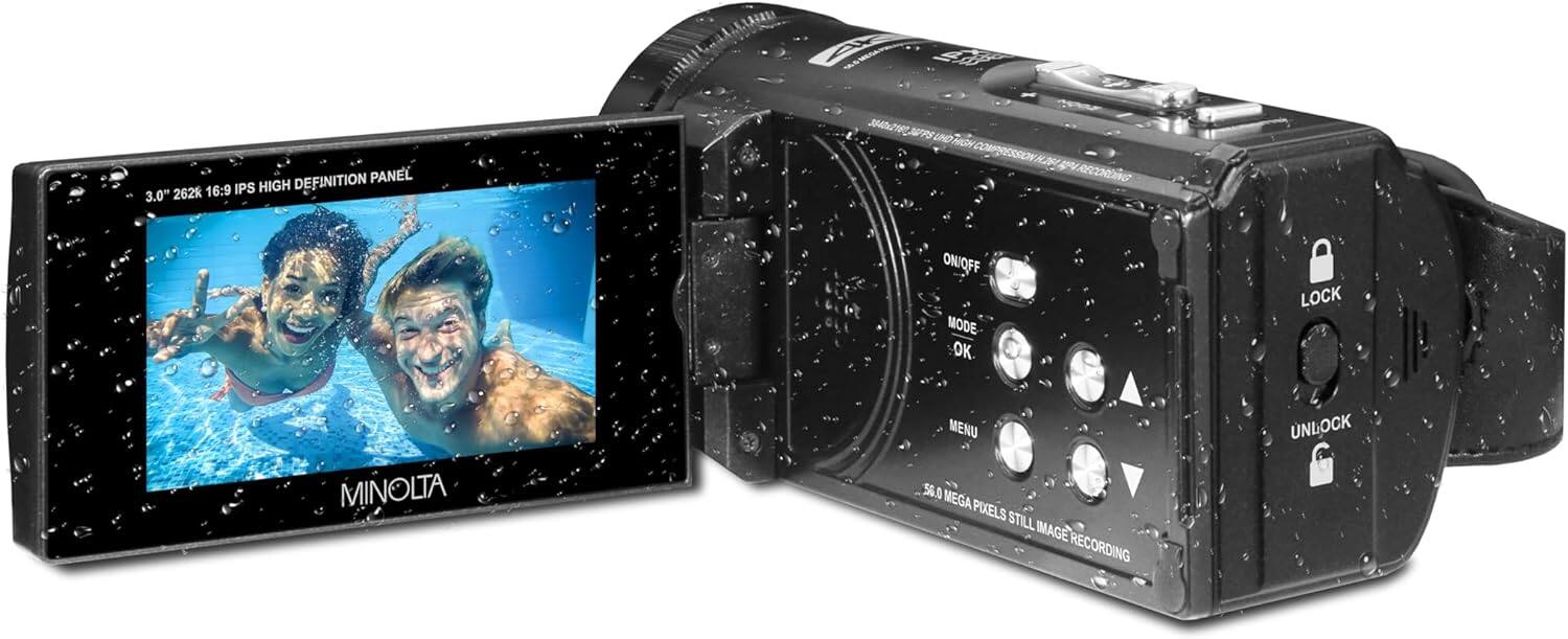 3.0" 262k 16:9 IPS HIGH DEFINITION PANEL  
MINOLTA  
50.0 MEGA PIXELS STILL IMAGE RECORDING  
ON/OFF  
MODE  
OK  
MENU  
LOCK  
UNLOCK