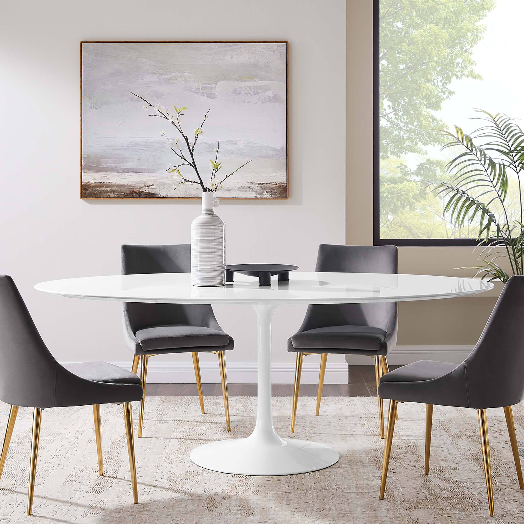 Alt View 5. Modway - Lippa 78" Oval Wood Dining Table by Modway - White.
