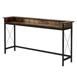 Kadyn - Entryway Table, Console Sofa Table,Industrial Console Table, 70.9" Sofa Table with Outlets and USB Ports,Rustic - Brown