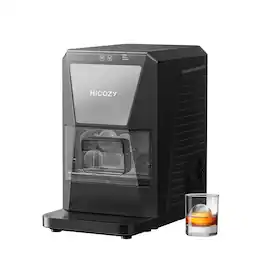 HICOZY - Countertop Ice Maker, Sphere Ice Ball Maker, 2 Ice Balls in 60 Mins, 40 Pcs/Day, Self-Cleaning - Black