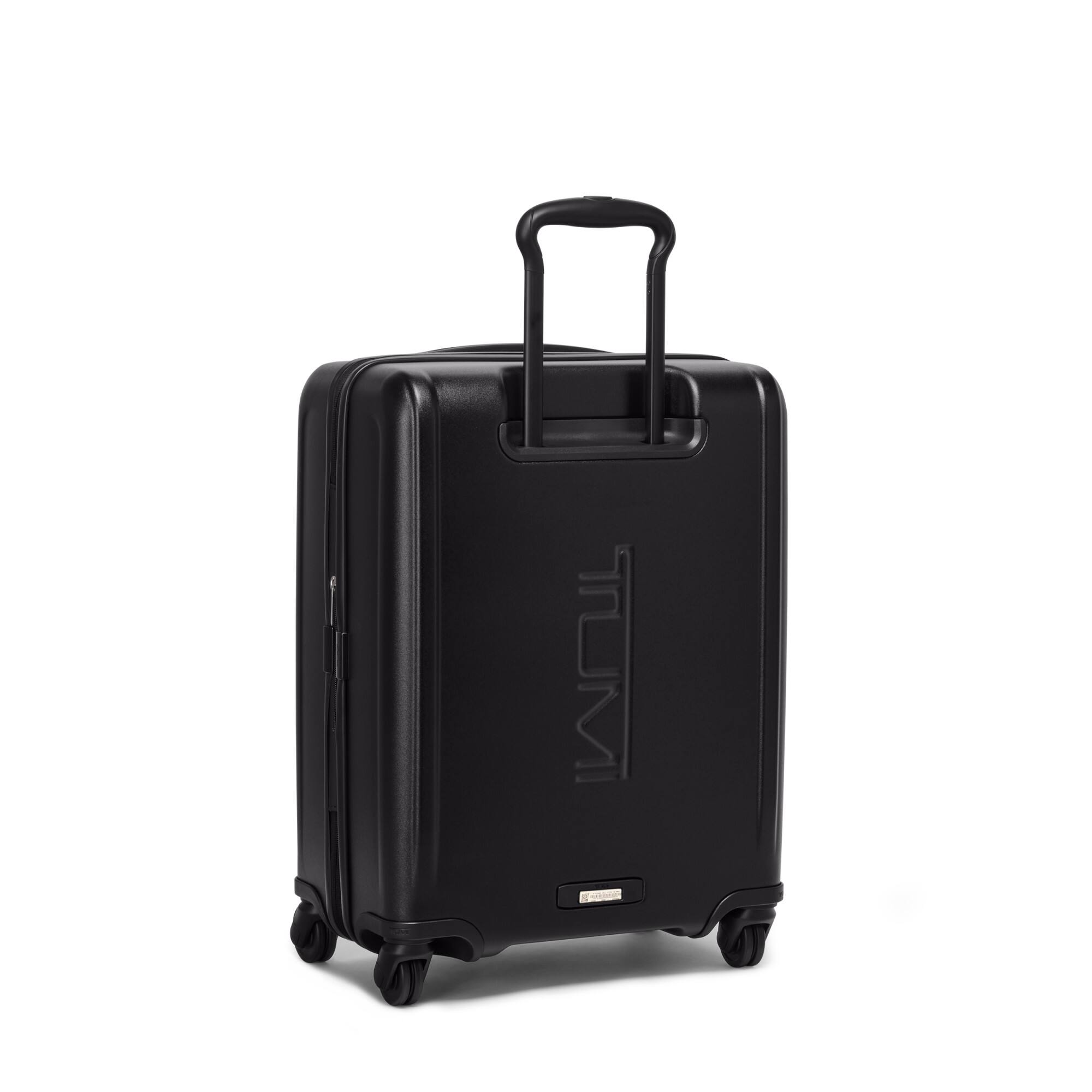 Left. TUMI - Ventra Large Expandable Carry-On Spinner Suitcase - Black Texture.