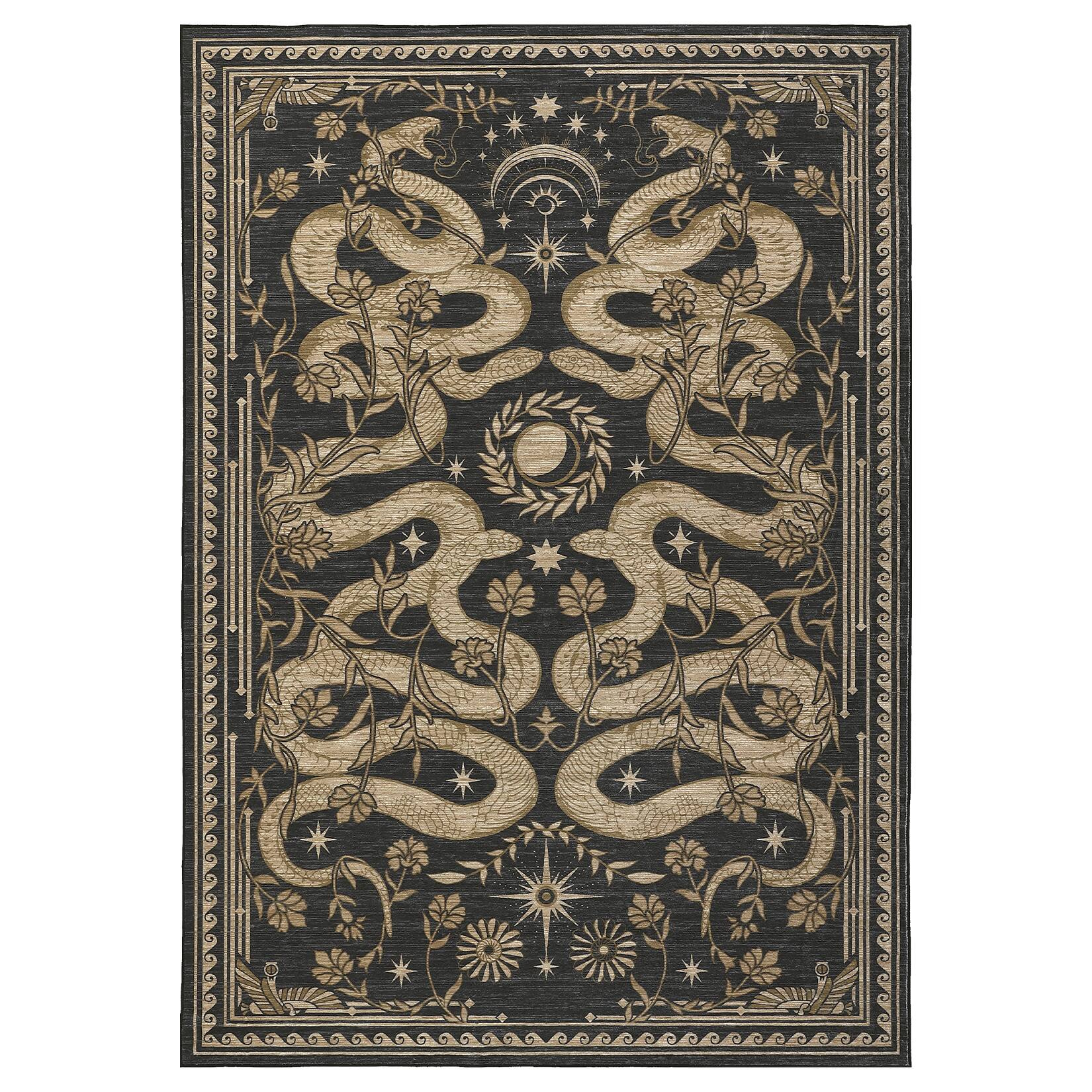 Front. GAOMON - Pastoral Area Rug Machine Washable Non Slip Non Shedding Stain Resistant Floor Cover for Living Room Laundry - Dark Grey.