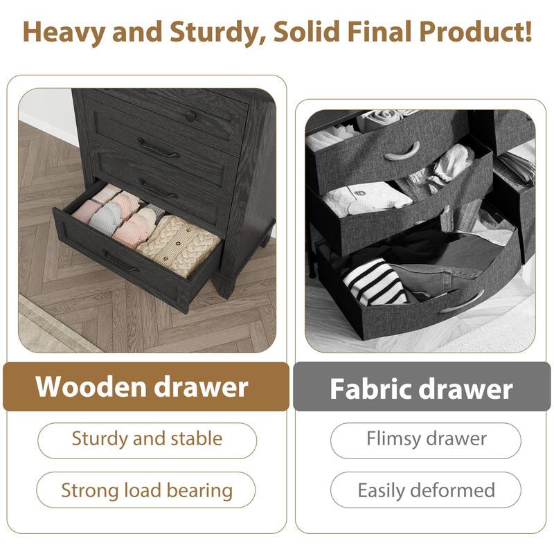 Alt View 4. Babevy - 34.8" Tall Vertical Drawer Dresser with Large Storage - Black.