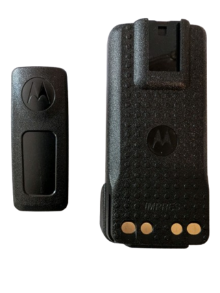 Front. Motorola Solutions - Motorola PMNN4544 PMNN4544A IMPRES Li-Ion IP68 High Capacity Battery - with BELT CLIP - BLACK.