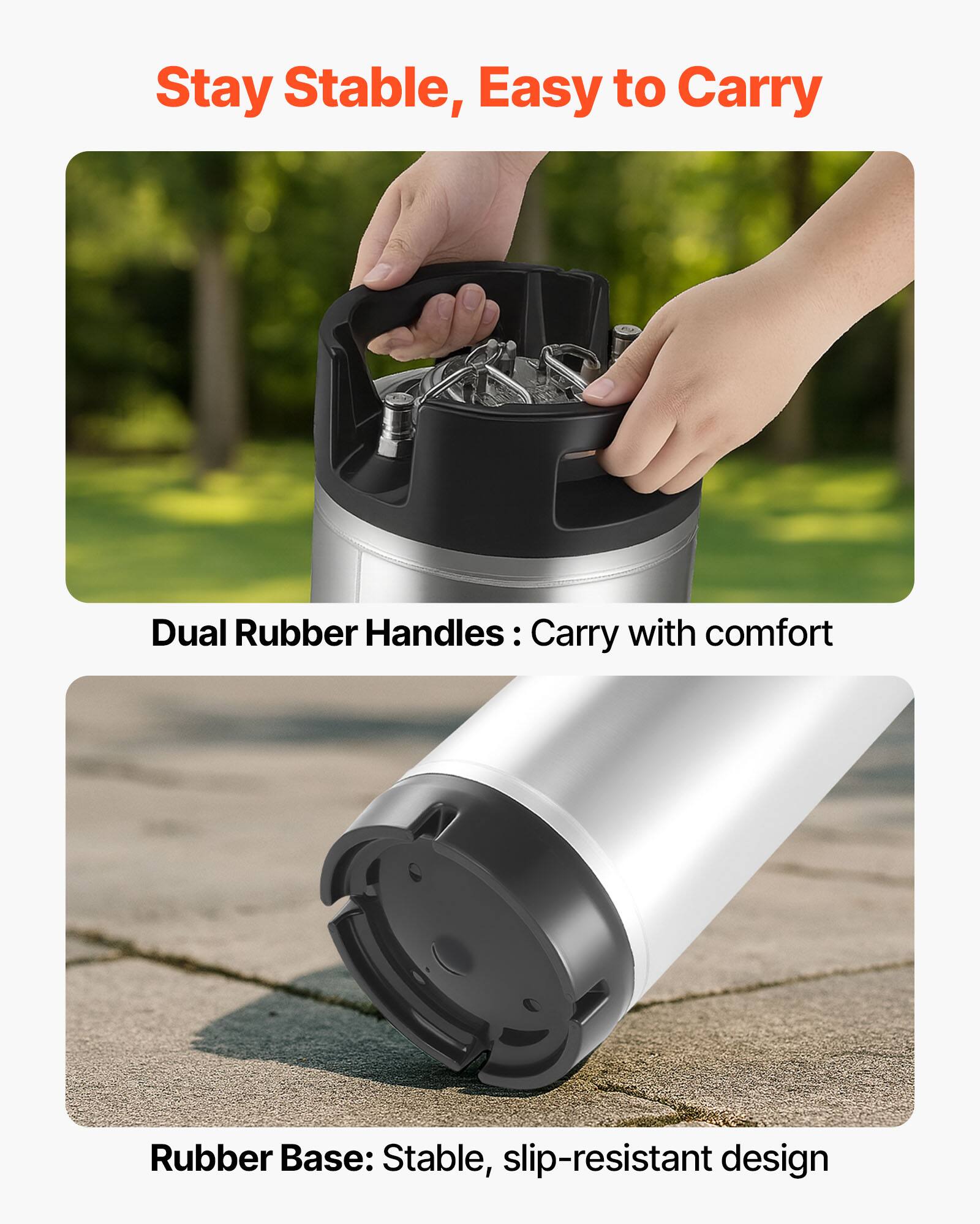 Stay Stable, Easy to Carry

Dual Rubber Handles: Carry with comfort

Rubber Base: Stable, slip-resistant design