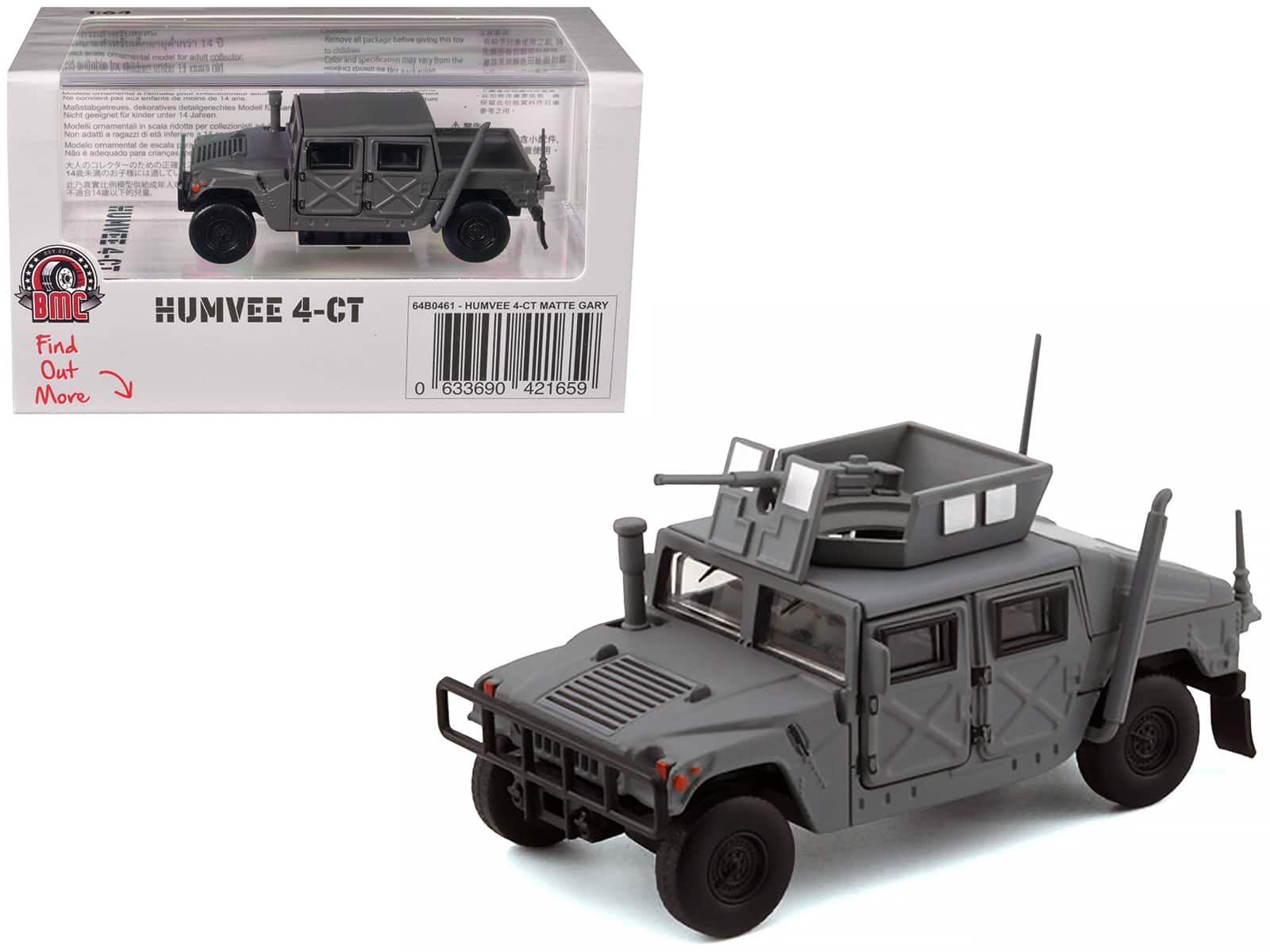 HUMVEE 4-CT Military Vehicle Matt Gray with Alternative Tops 1/64 Diecast Model Car by BM Creations price history on PriceWatchPro