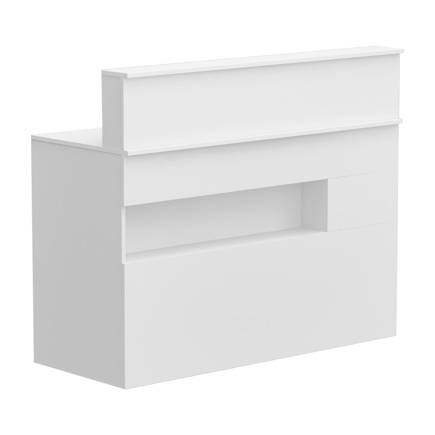 Front. Famapy - Famapy White Reception Desk: Lockable, Stylish & Organized Retail Office Front Desk - White.