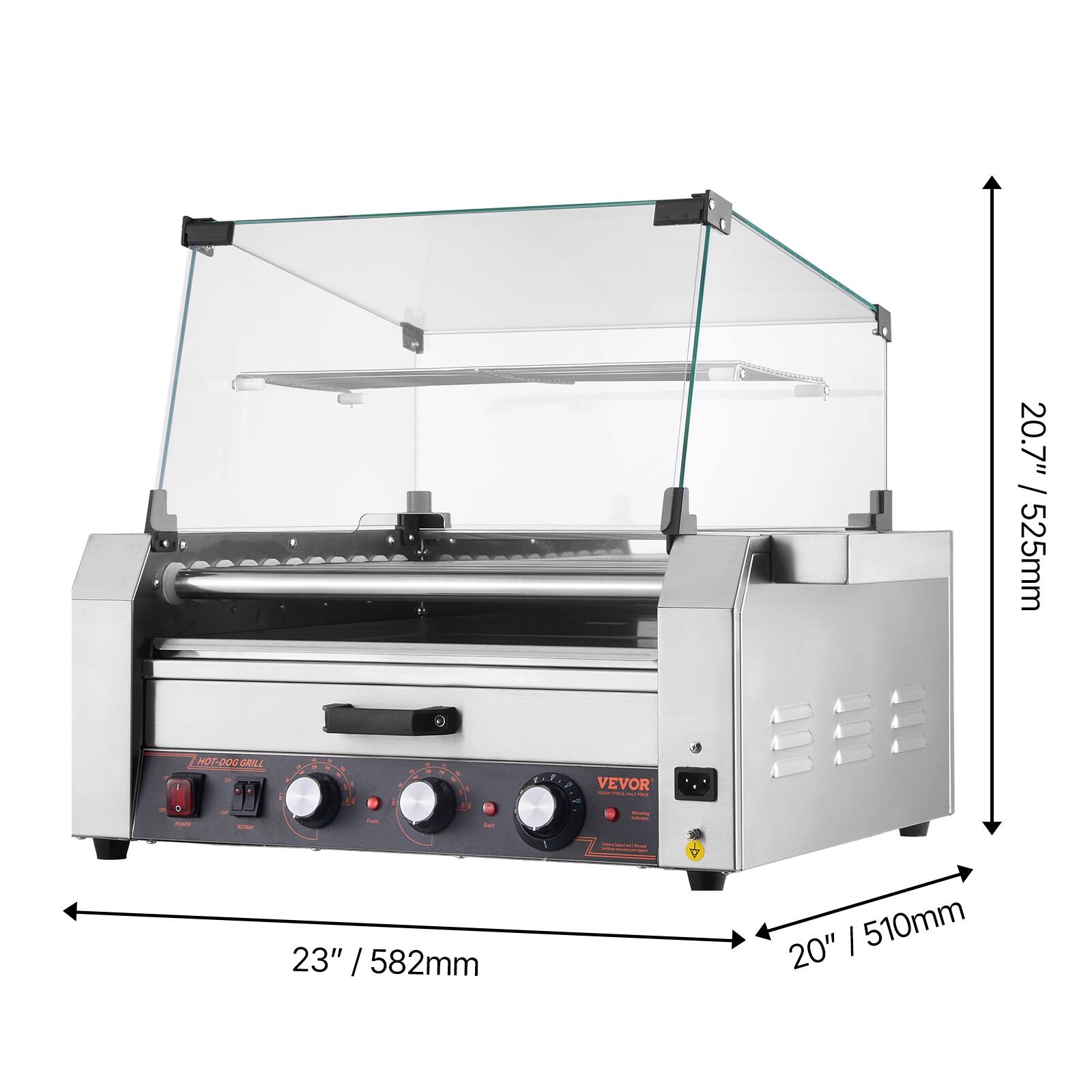 HOT-DOG GRILL  
VEVOR - MI POLE  
20.7" / 525mm  
0  
to  
-  
23" / 582mm  
20" 510mm
