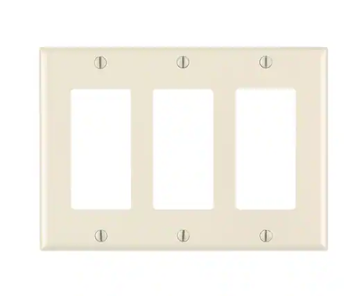 Front. Leviton - Leviton Almond 3 gang Thermoset Plastic Decorator Wall Plate 1 pk - Almond.