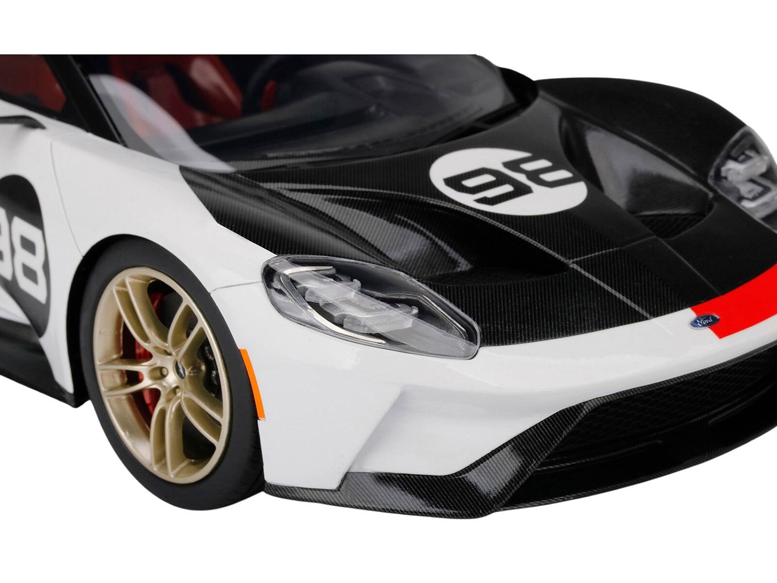 Alt View 1. Top Speed - 2021 Ford GT #98 White with Black Hood "Heritage Edition" 1/18 Model Car by Top Speed.