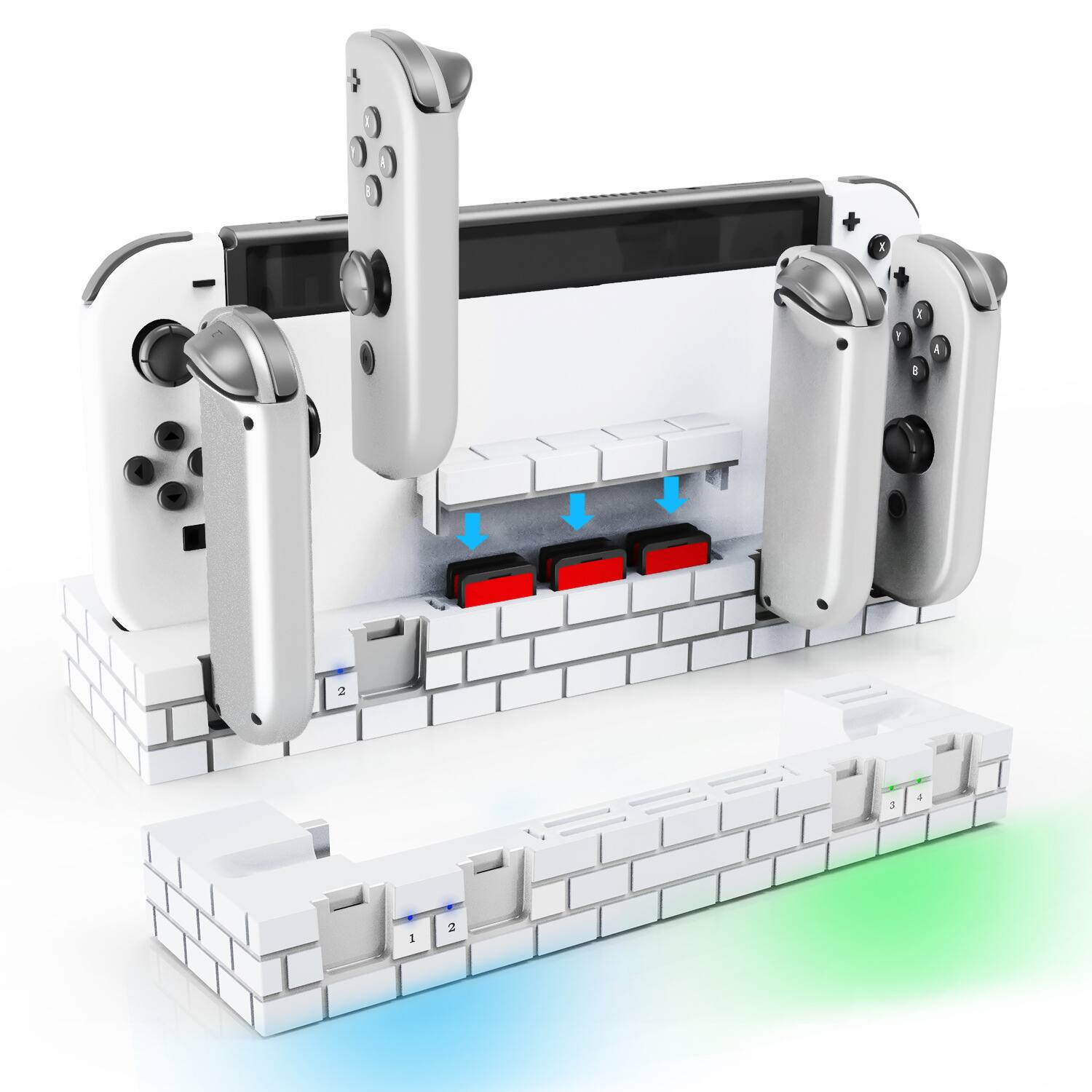 Alt View 3. Cluzine - Switch Charging Station for Switch/OLED with Controller Charger & Game Card Storage.