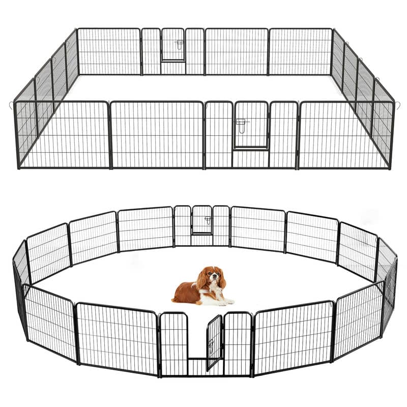 "WELLFOR - 16-Panel 24"" Height Heavy Duty Dog Playpen with Lock and Large Door , Metal Pet Fence for Indoor/Outdoor Use - Black" price history on PriceWatchPro