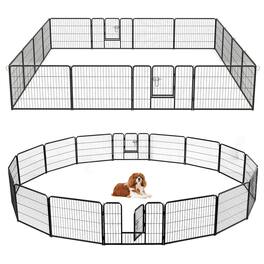 WELLFOR - 16-Panel 24" Height Heavy Duty Dog Playpen with Lock and Large Door , Metal Pet Fence for Indoor/Outdoor Use - Black