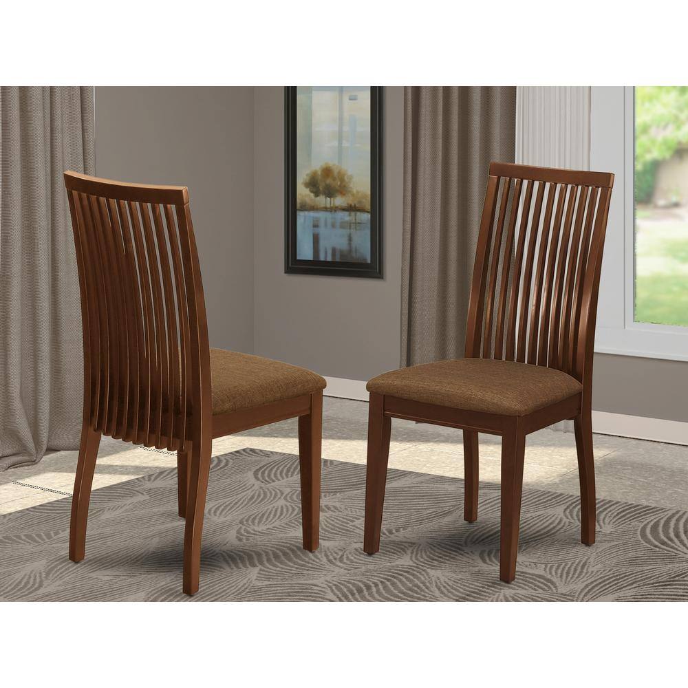 Angle. East West Furniture - Ipswich Dining Room Chairs - Linen Fabric Upholstered Solid Wood Chairs - Mahogany.