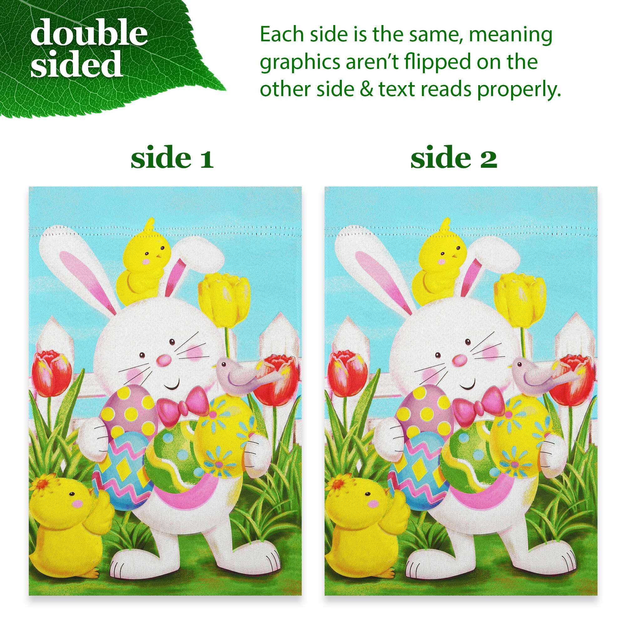 double sided

Each side is the same, meaning graphics aren't flipped on the other side & text reads properly.

side 1

side 2