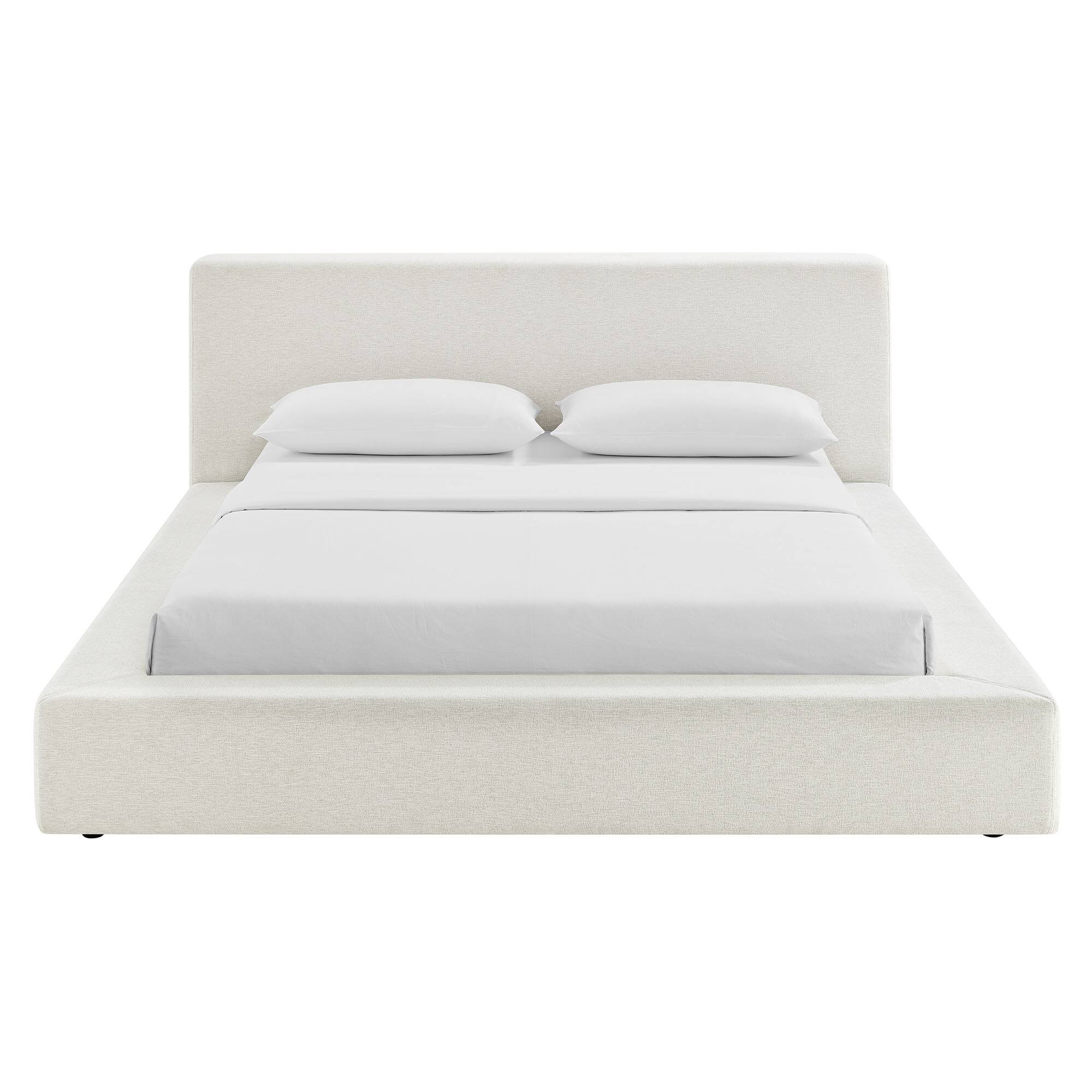 Alt View 5. Modway - Luma Chenille Upholstered King Platform Bed Frame by Modway - Ivory Fabric.