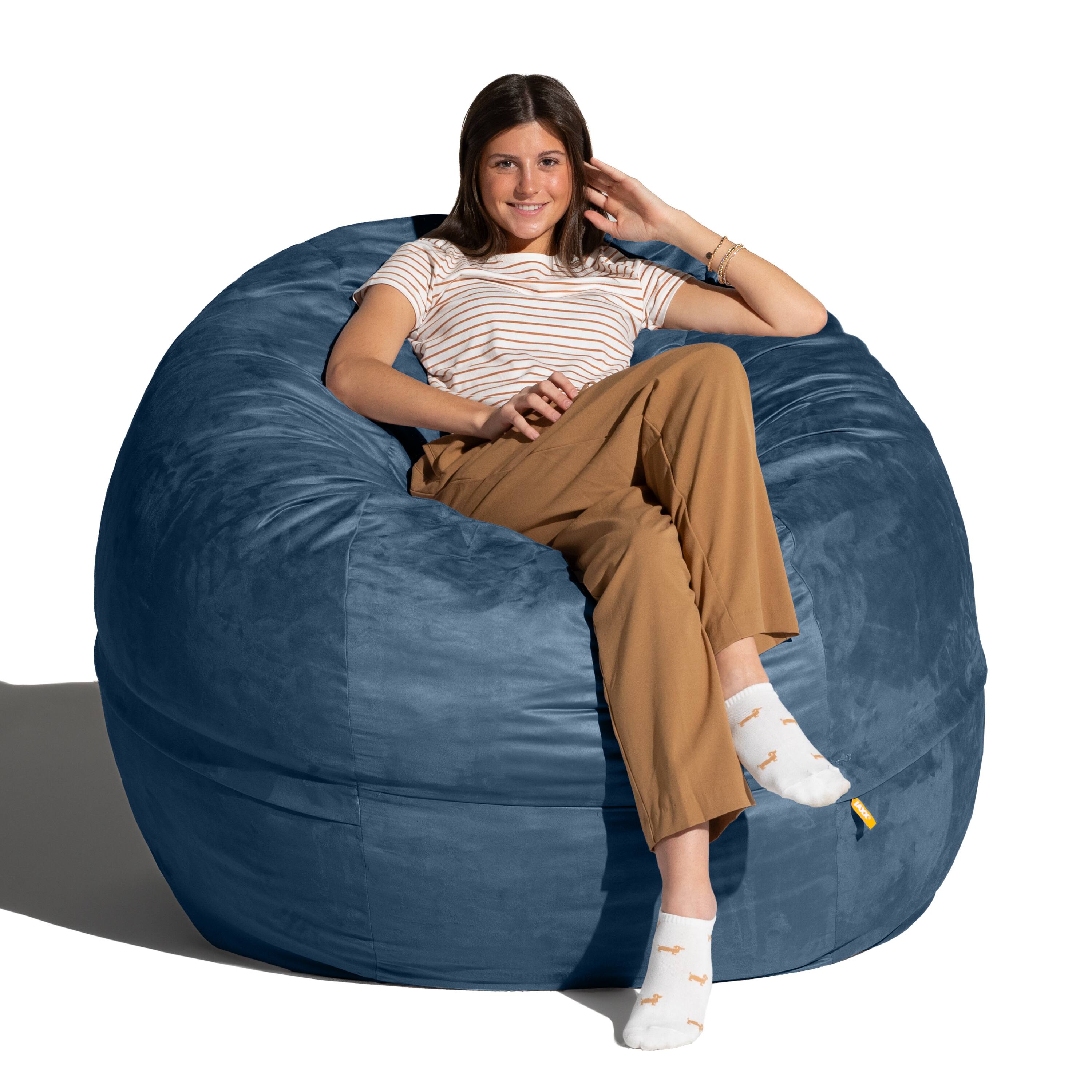 Angle. Jaxx - Jaxx Saxx 5 Foot Large Bean Bag w/ Removable Cover, Navy - Navy.