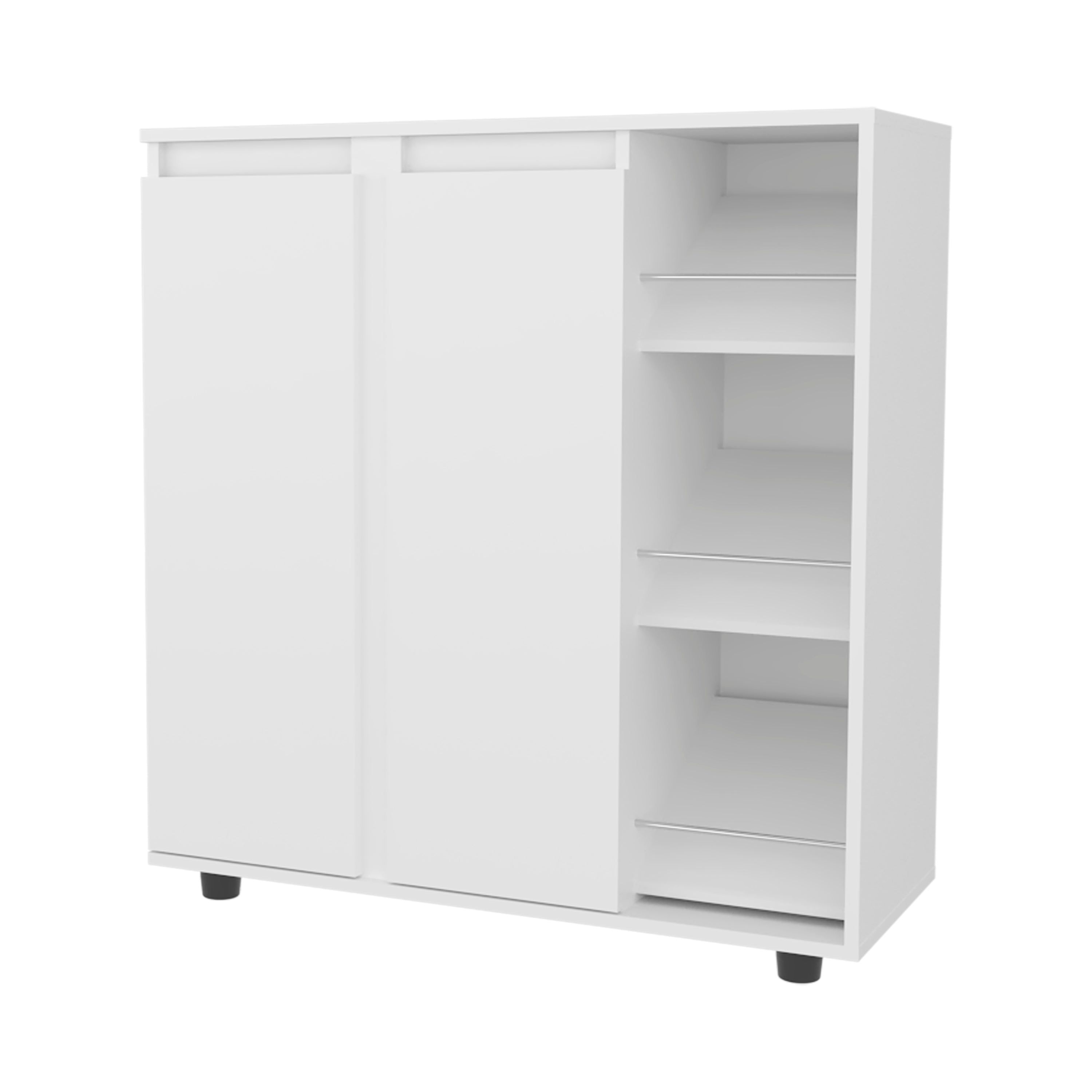 Left. TinyHomie - White 2-Door Shoe Storage Cabinet with 8 Enclosed Shelf - White.