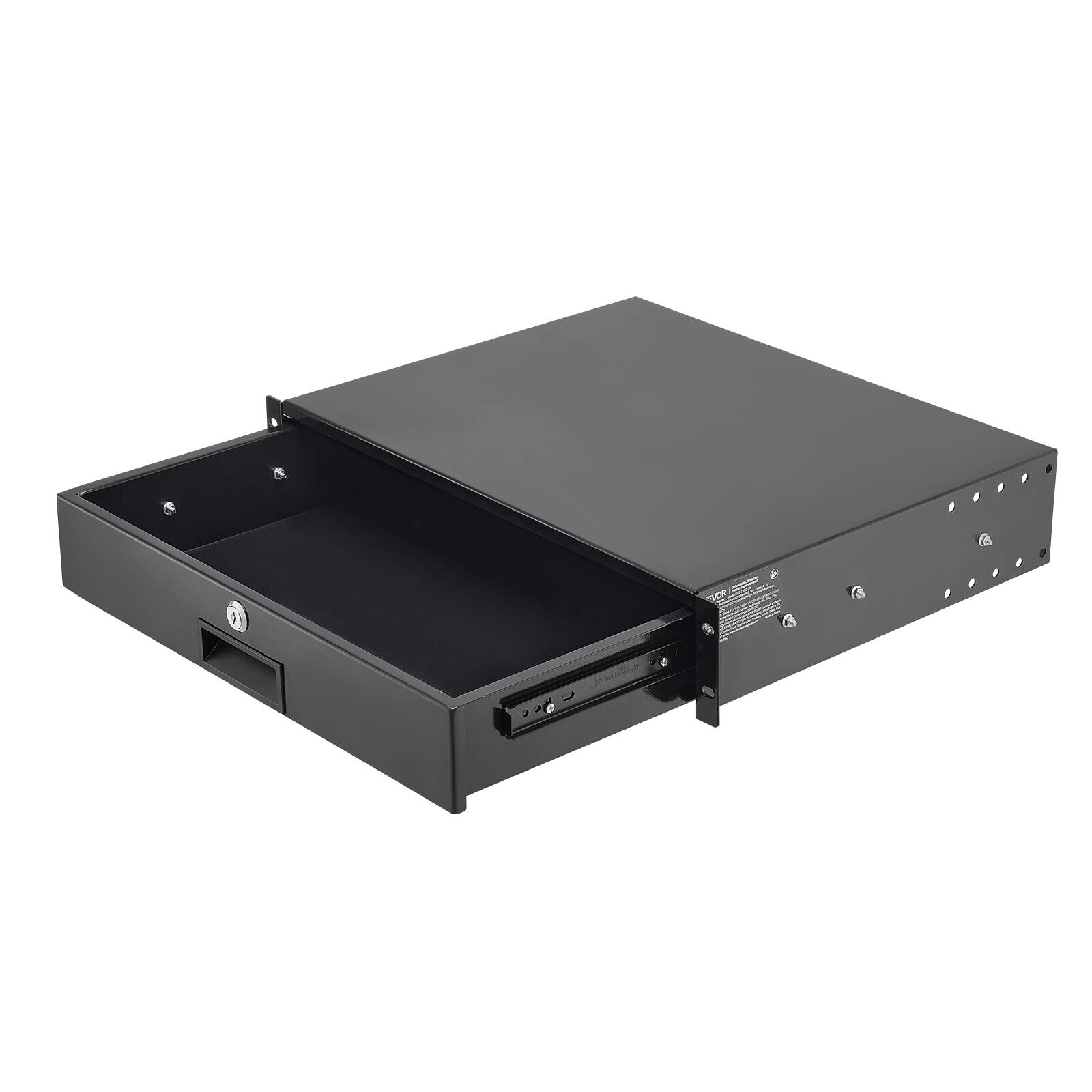Alt View 5. VEVOR - 2U Rack Mount Drawer, 50 lbs Max Load-Bearing, Lockable Server Cabinet Case, Sliding Drawer with Lock - Black.