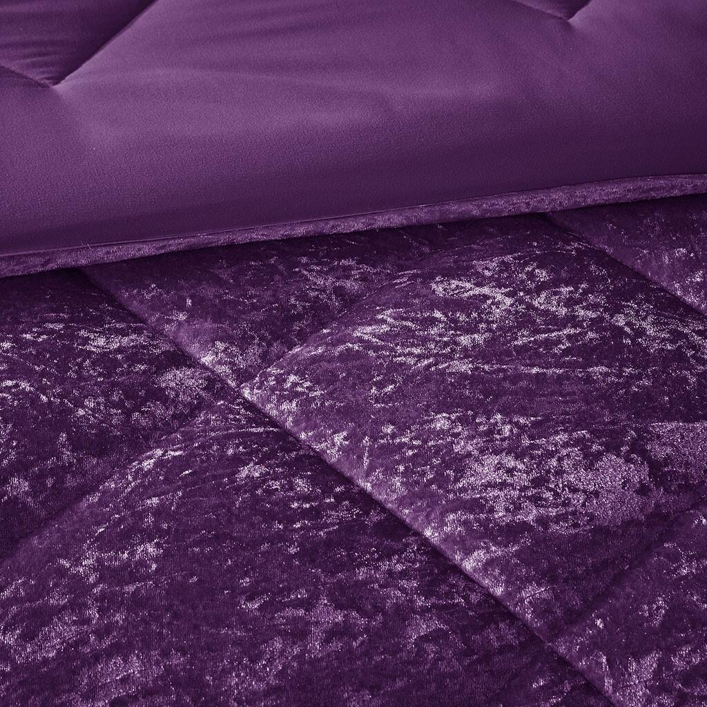 Alt View 5. Gracie Mills - Gracie Mills Andrea Velvet Comforter Set with Throw Pillow - Purple.