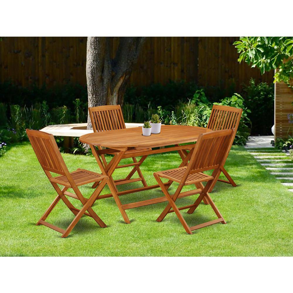 Alt View 1. East West Furniture - Wooden Patio Set Natural Oil - Brown.