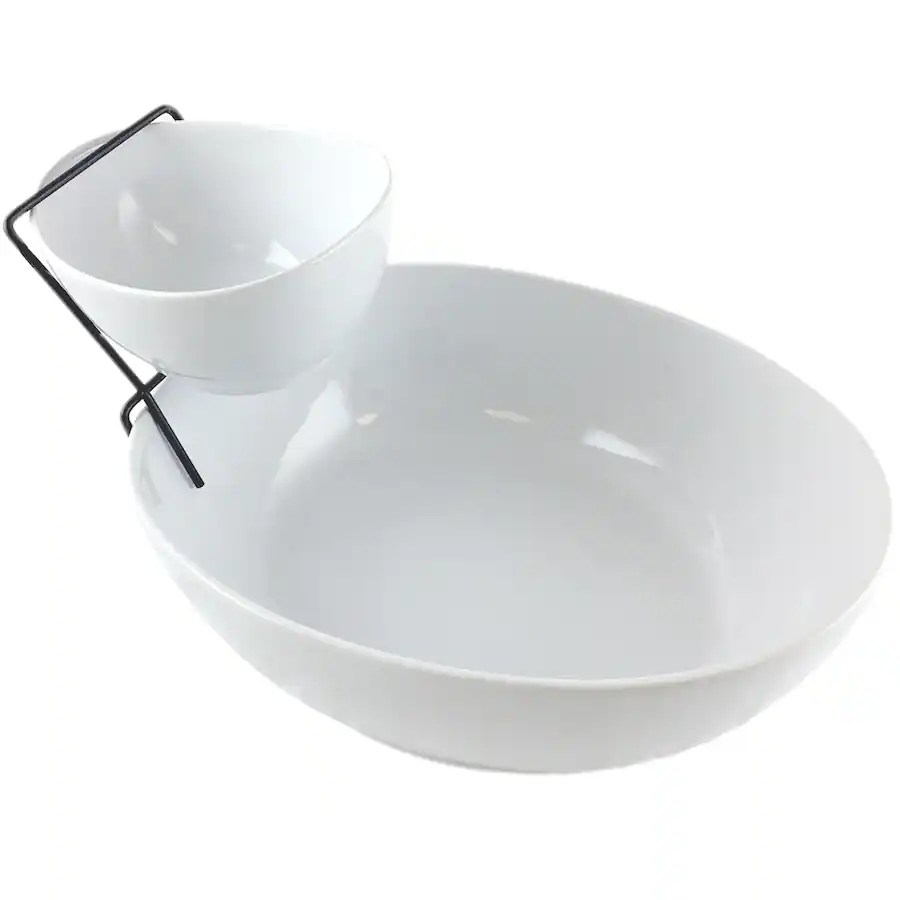 Gibson Elite Gracious Dining Tier Chip and Dip Server Set White
