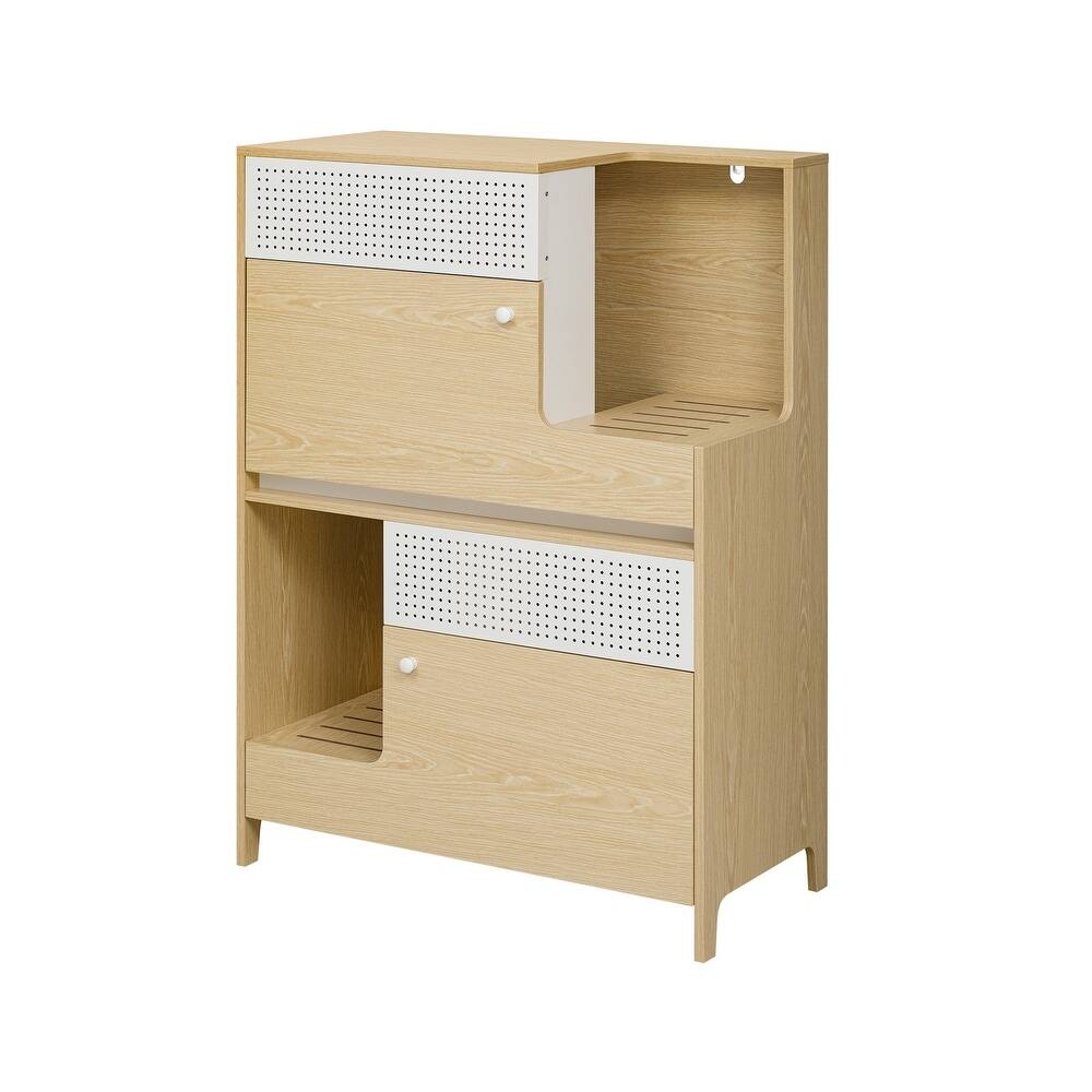 Front. Ficcuss Pets - Multi-Use Natural Cat Litter Box House - Natural.