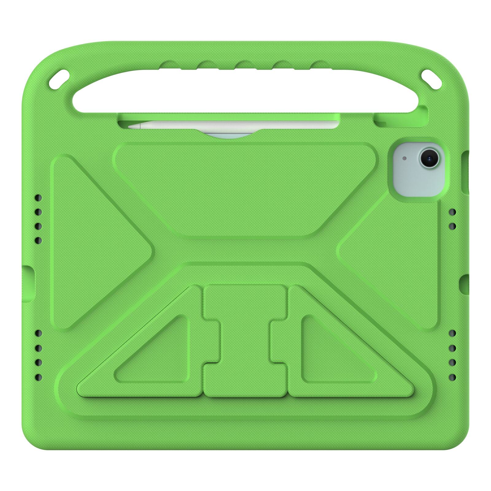 Angle. UUCOVER - Lightweight EVA Case for iPad Air 11-inch M4 M3 M2 (2026/2025/2024) Shockproof Handle Kickstand Anti-Slip Cover - Green.