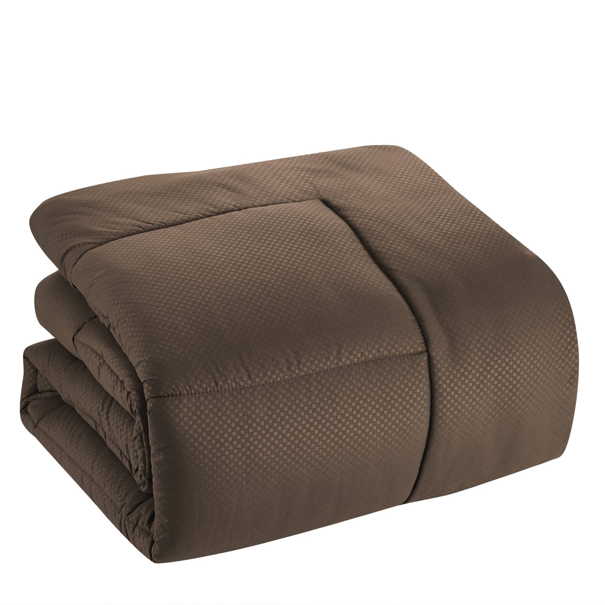 Left. Sweet Home Collection - 8 Piece Embossed Checkered Bed in a Bag All Season Complete Set with Sheets - King - Chocolate.