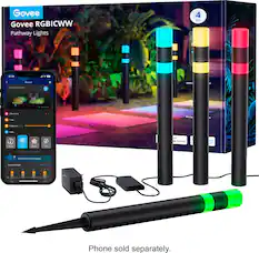 Govee RGBICWW Pathway Lights 4 PCS 10:19 ... 4 Govee RGBICWW Pathway Lights C ne Compacts . emacts Ls Tumar Mustip P Eingtoess 10% MuN with le Home x Muse - Seana Im Change - Atzan 2 anada Faka Satamu Segmerited agre Selecr - 100% - Phone sold separately.