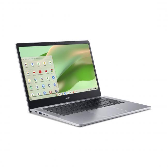 Alt View 2. Acer - Acer 314 14" FHD Widescreen Chromebook Intel N100 4GB RAM 128GB eMMC Pure Silver - Intel Processor N100 with up to 3.40G - Pure Silver.