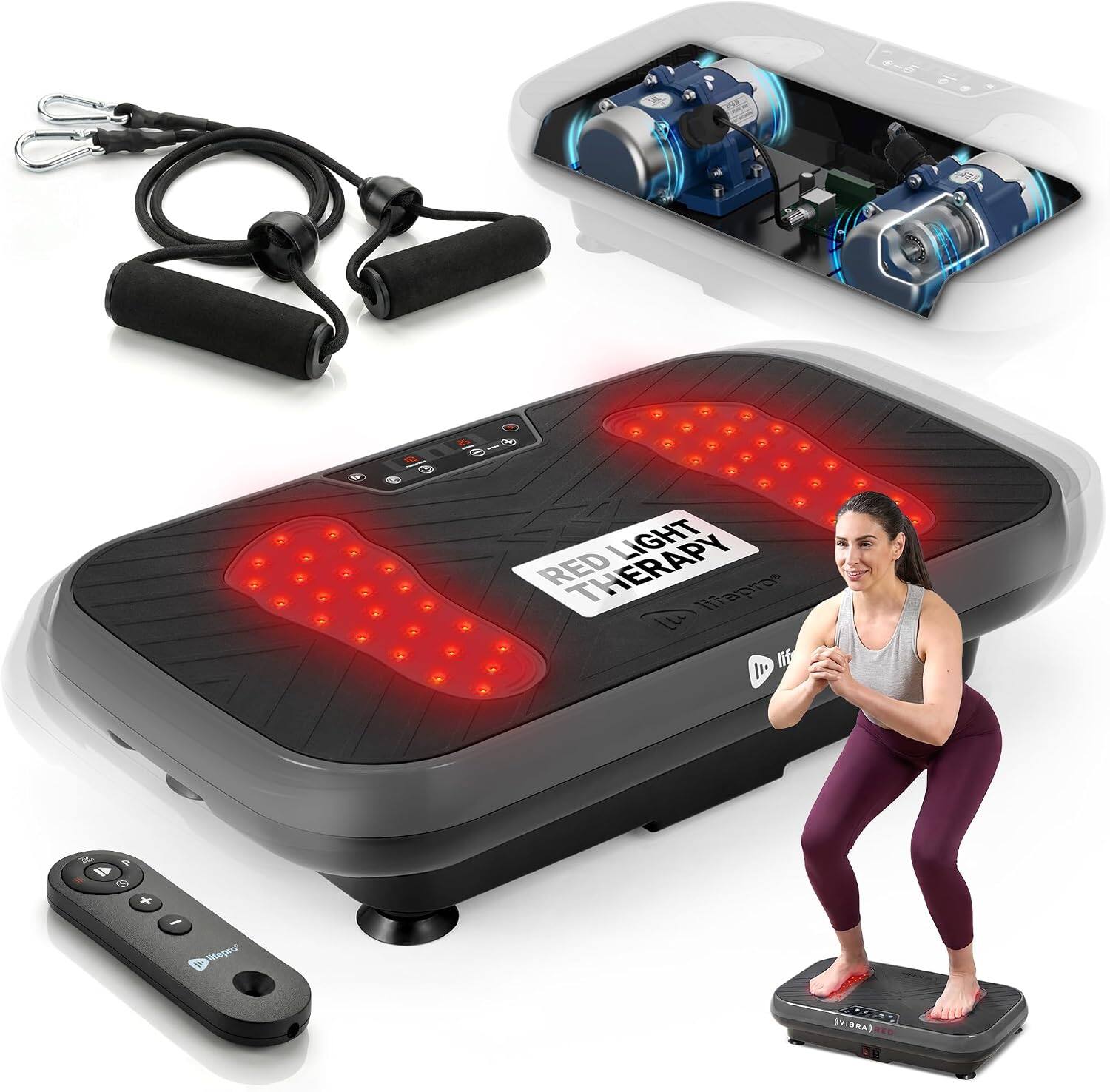 LifePro - VibraRed Vibration Plate Exercise Machine with Red Light Therapy, 99 Speeds & Resistance Bands - Black price history on PriceWatchPro