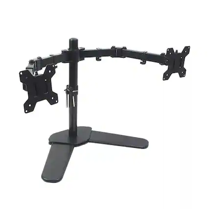 Front. Cables Direct Online - Dual Desk Monitor Stand for 17"–27" Monitors, Heavy-Duty Freestanding Mount with Tilt & Swivel, VESA Compatible - Black.