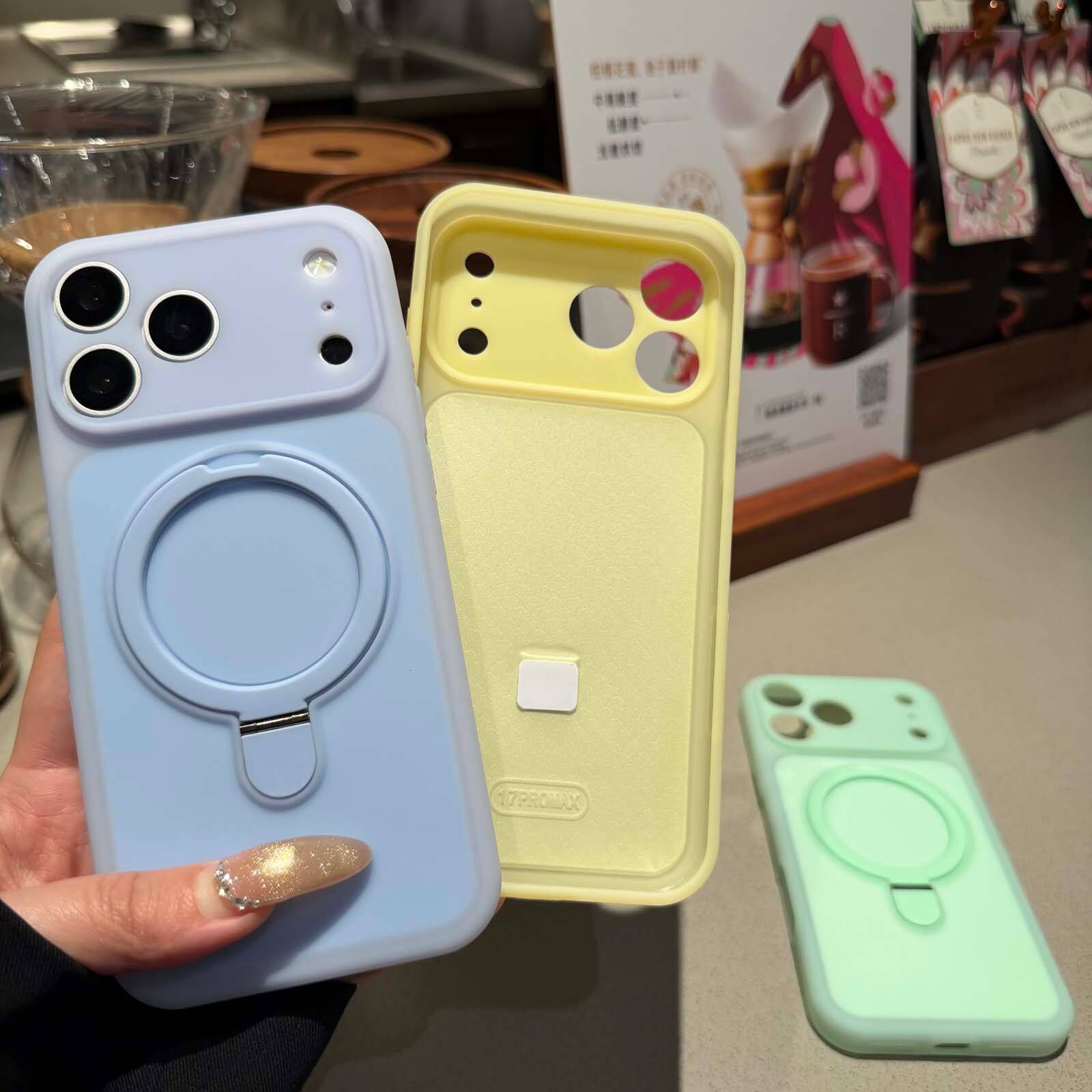 Alt View 1. UUCOVER - Magnetic Ring Kickstand Case for Apple iPhone 17 Pro Compatible with MagSafe, Raised Edge Protection Matte Phone Cover - Skyblue.
