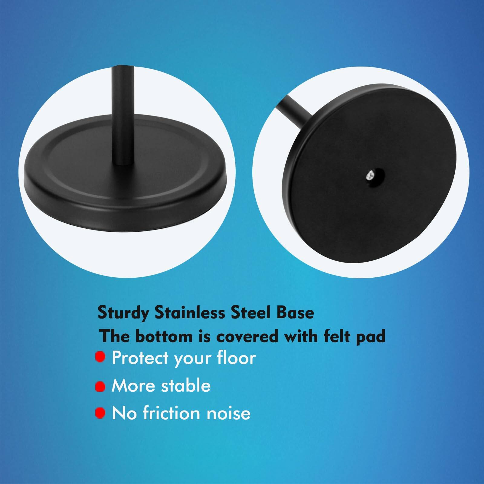 Sturdy Stainless Steel Base  
The bottom is covered with felt pad  

- Protect your floor  
- More stable  
- No friction noise