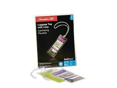 Simplicity GBC  
Luggage Tag with Loop  
Laminating Pouches  

SelfSeal  
8 in x 5 in  

5 Pouches