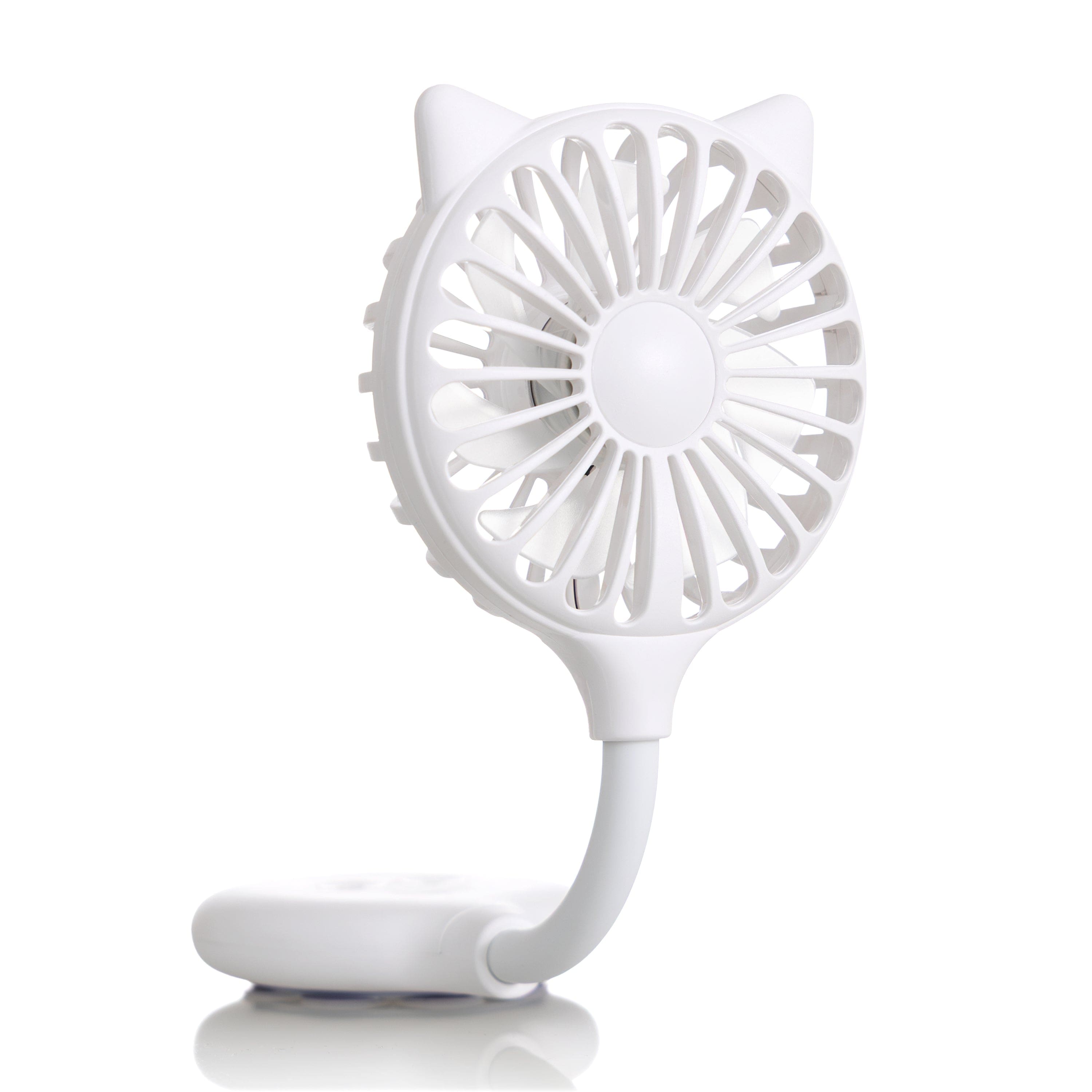 Zadro - Hands-Free Cat Ears Beauty Fan - Stylish Portable Cooling Solution - White