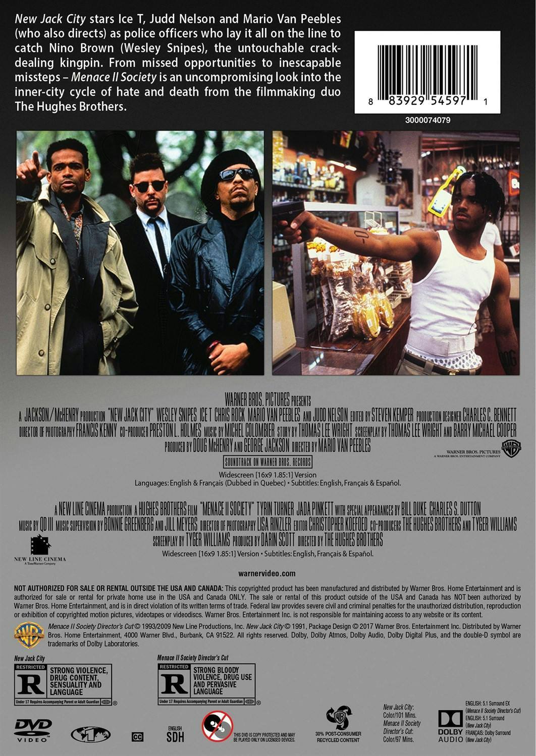 Back. New Jack City/Menace II Society (DVD Double Feature) [DVD].