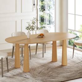 PexFix - Solid Wood Oval Dining Table | Modern Minimalist for 6, 67-Inch Kitchen Table with 4 Legs - Natural
