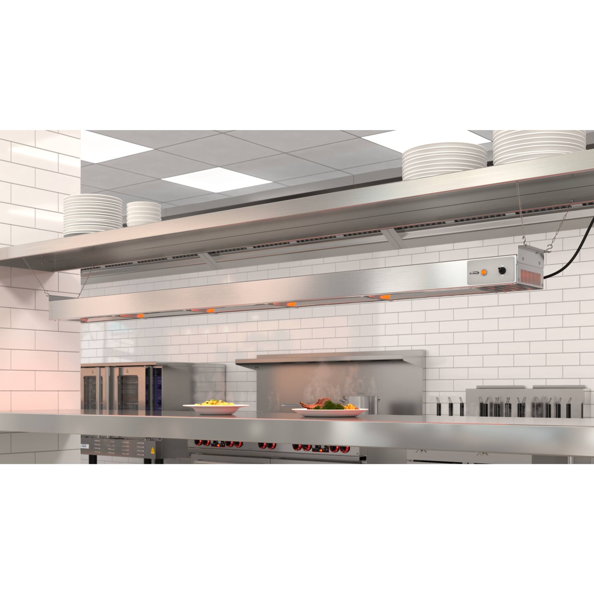 Back. Koolmore - 72 in. High Wattage Commercial Food Strip Warmer with Toggle Controls and Cord - 120V, 1725W, UL ListeD - Silver.