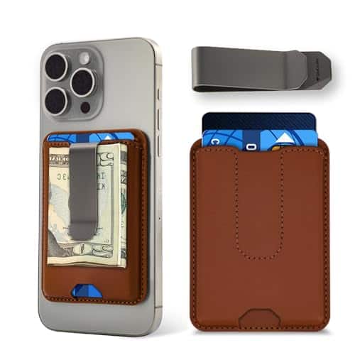 Vulpecula Spade - for MagSafe Wallet for Men, Leather Magnetic Wallet with Titanium Money Clip (Removable), RFID Blocking Wallet for - Brown
