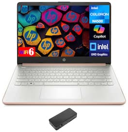 HP - 14 Laptop 14.0 HD (Intel Celeron N4500, 16GB DDR4, 1TB PCIe SSD, Intel UHD, Win 11 Pro) - Pale Rose Gold Natural Silver