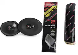 JBL - Stage 39637 6x9" 3 Way Car Speaker Pair with TCWEDGE Sound Deadening Material Package - Black
