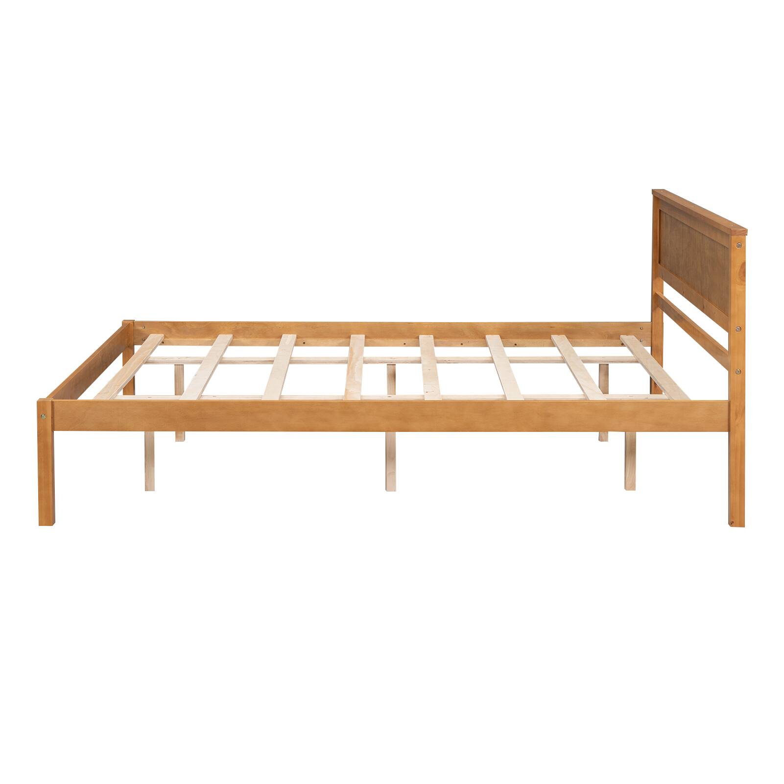 Alt View 2. Whisen - Platform Bed Frame with Headboard, Wood Slat Support, No Box Spring Needed - Oak.