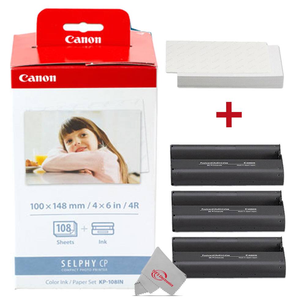 Canon SELPHY CP  
100 x 148 mm / 4 x 6 in / 4R  
108 Sheets + Ink  
Color Ink / Paper Set KP-108IN  

Canon Postcard (Action) Ink Cartridges  
3 Pack  

TED'S Electronics