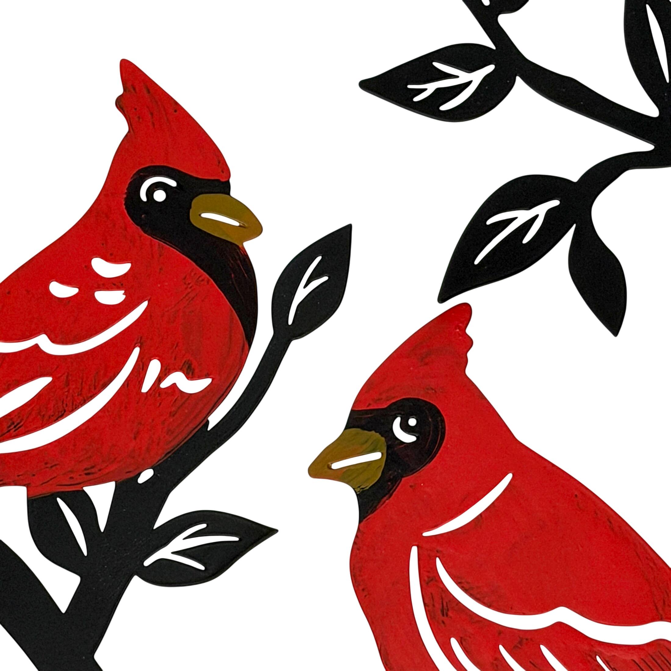 Alt View 7. Mayrich Company - Set of 3 Metal Cardinal Wall Plaques Red Bird Branch Decor 11.25 Inches - Red.