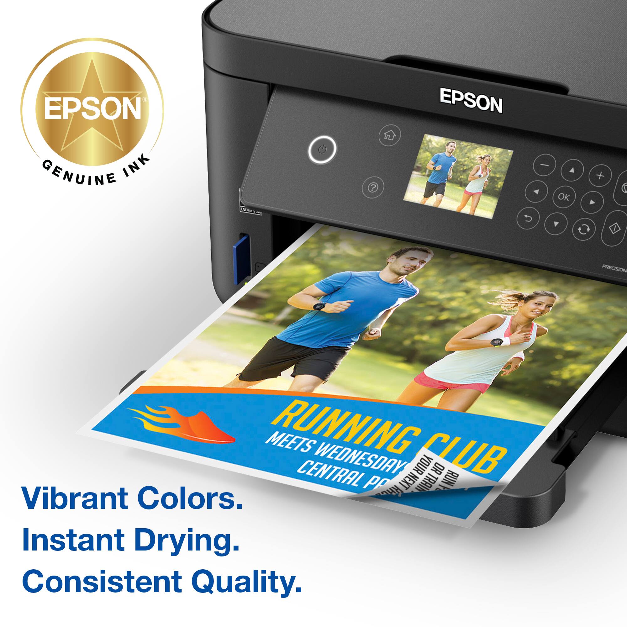 EPSON GENUINE INK : OK + YOUR PRECISION MEETS RUNNING WEDNESDAY CLUB CENTRAL PARK'S TRAIN RUN Vibrant Colors. Instant Drying. Consistent Quality.