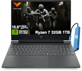 HP - Upgraded - Victus 15.6" 144Hz Full HD Gaming Laptop - AMD Ryzen 7 7445HS 2023 - 32GB Memory - NVIDIA GeForce RTX 4050 - 1TB SSD - Mica Silver