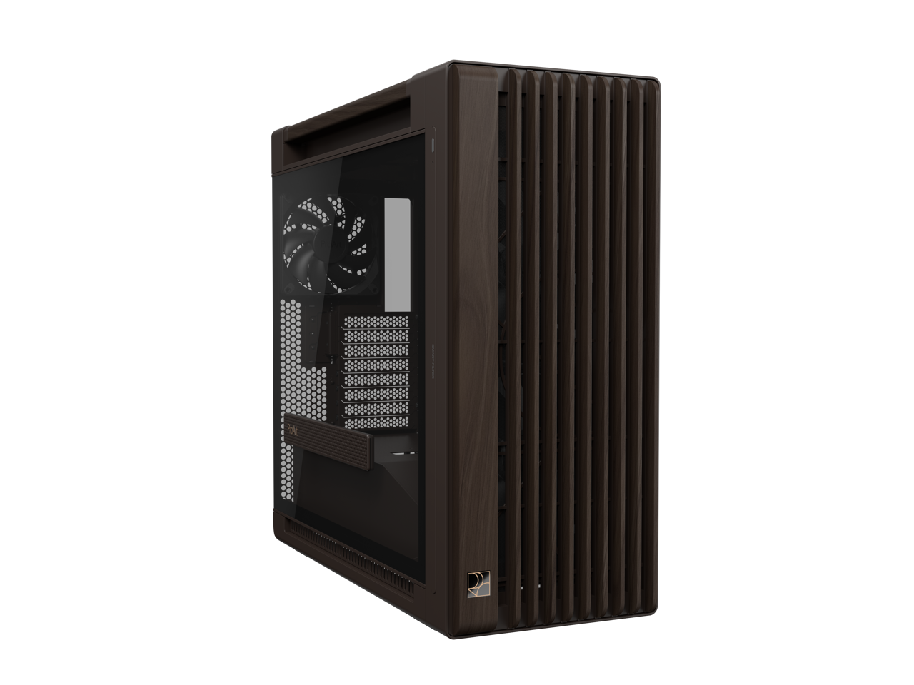 Alt View 1. ASUS - ASUS ProArt PA602 Wood Edition E-ATX Case, Tempered Glass, 440mm GPU Support, 420mm Radiator, 1x140mm + 2x200mm Fans - Retro Brown.